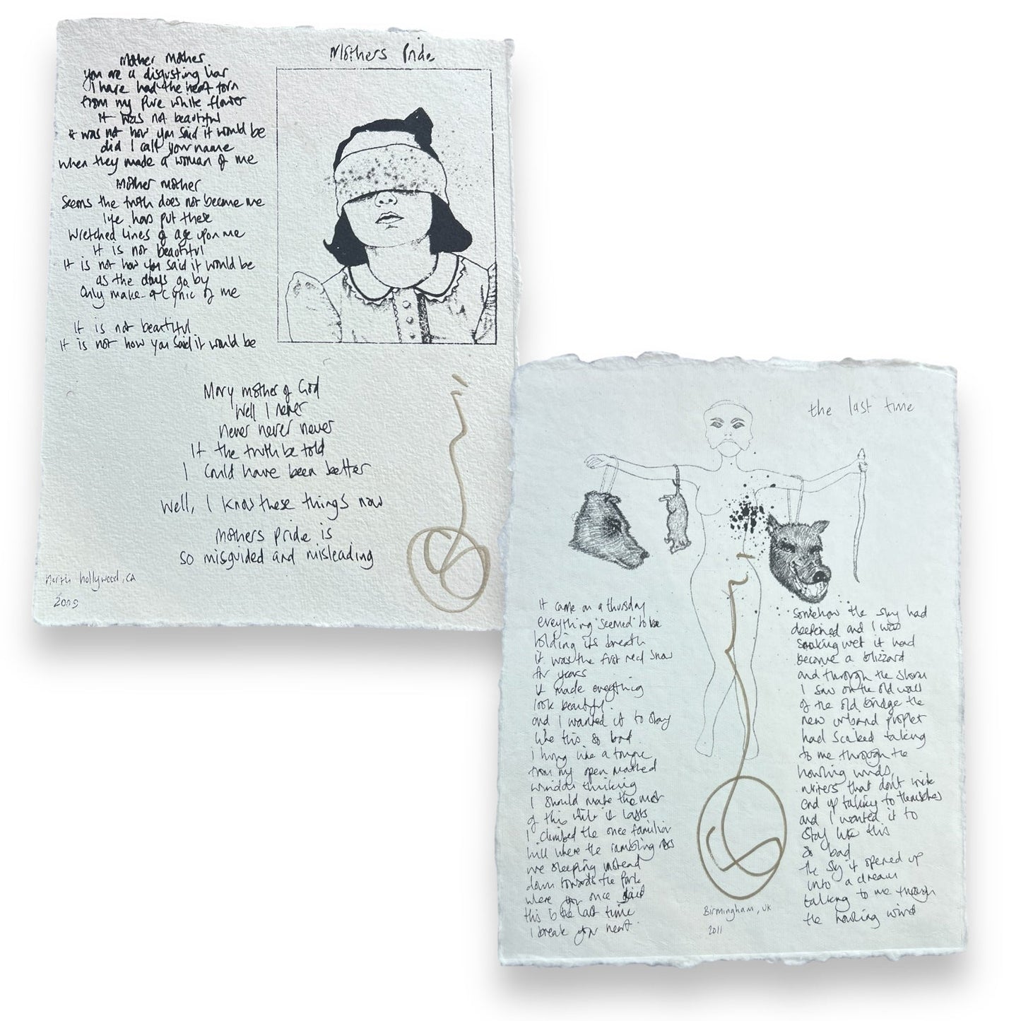 Carina Round Autographed Lyric Sheets on Cotton paper